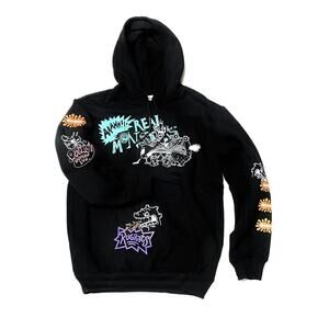 Nickelodeon 90s Cartoons Hoodie Ahh Real Monsters Rugrats Reptar Size L Large